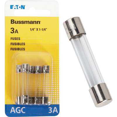 Bussmann 3-Amp 250-Volt AGC Glass Tube Automotive Fuse (5-Pack)